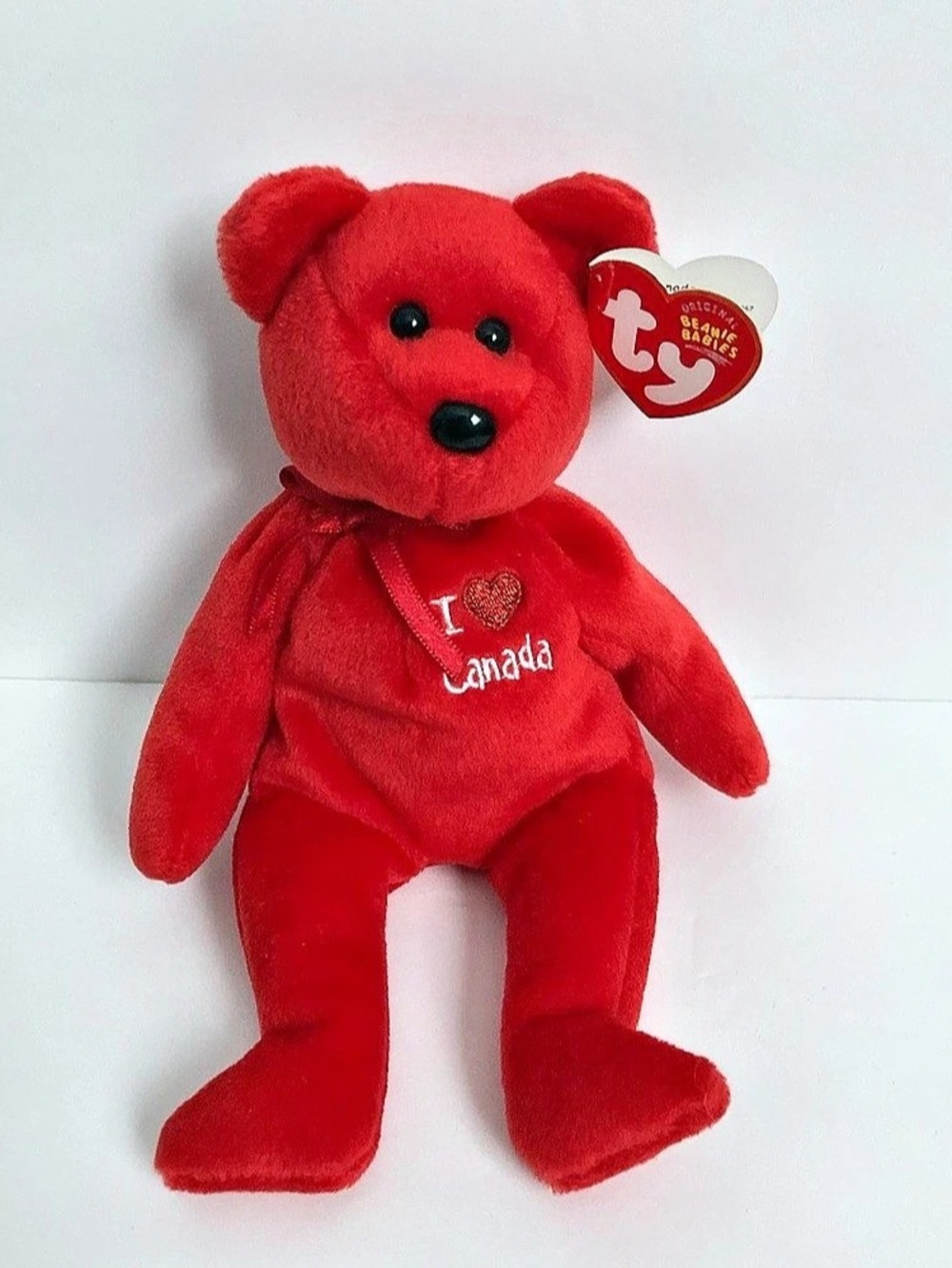 Vintage Ty Canada the Bear (I Love Canada) Red Beanie Baby, new with tags